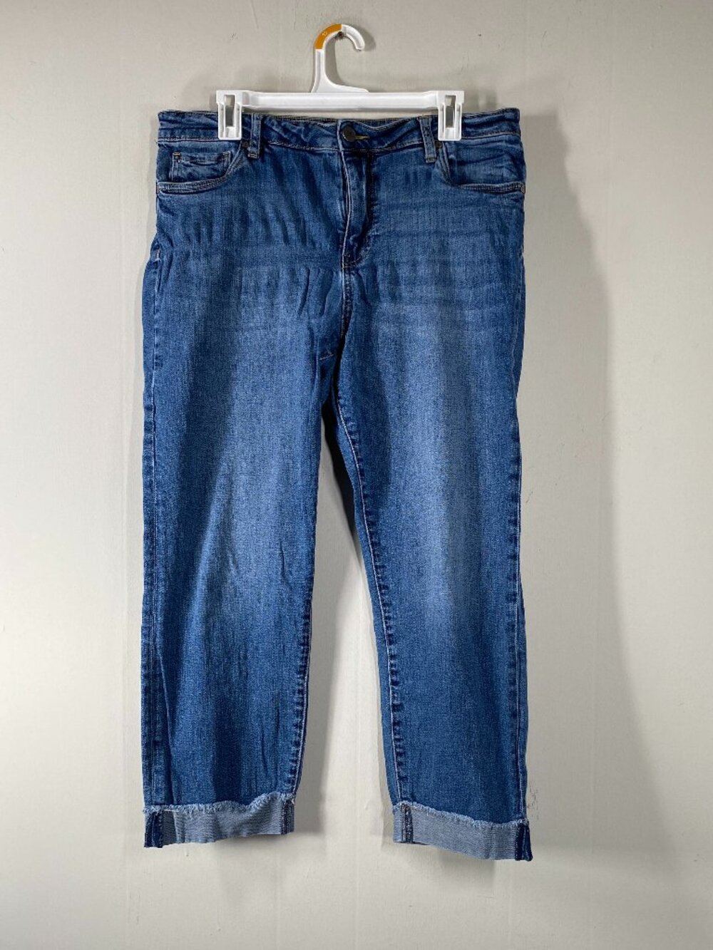 KUT From the Kloth Ankle Straight Leg Jeans Women's 14 Mid Rise Blue Cuffed
